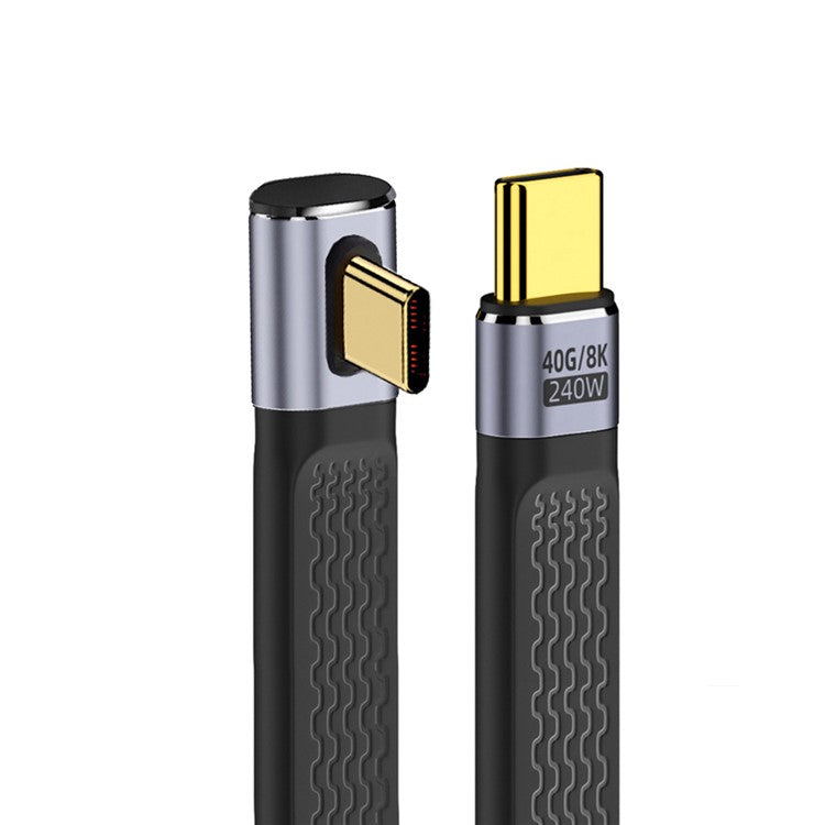 UC-002-0.13L 13cm Low Profile Angled 240W Type-C Male to Male USB4 40Gbps 100W 8K Flat FPC Data Cable for Laptop Phone