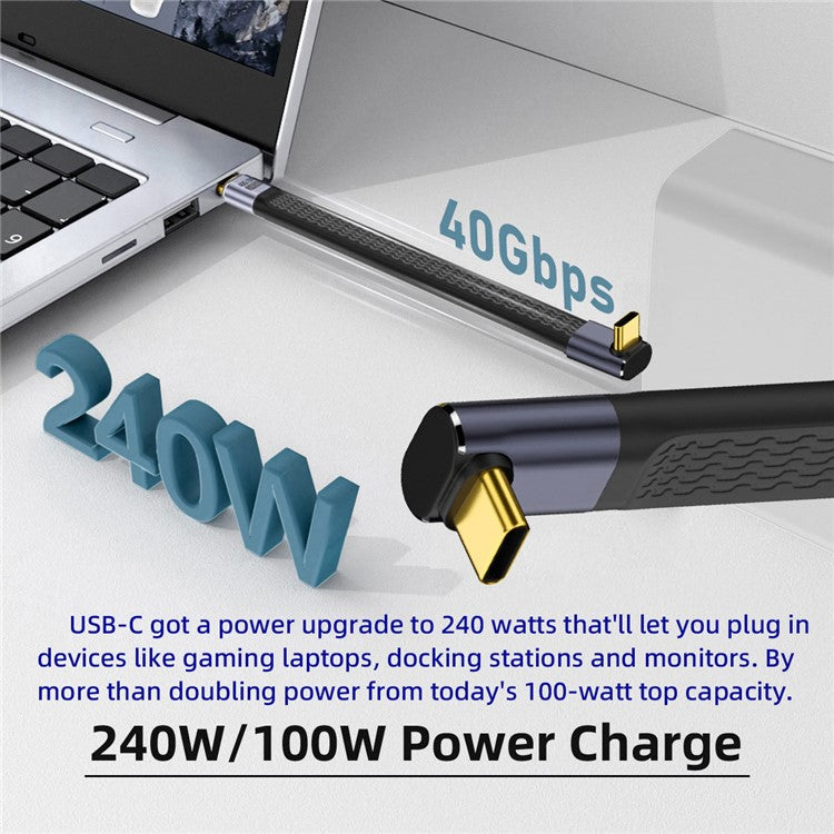UC-002-0.13U 13cm Up Angled 240W Type-C Male to Male USB4 40Gbps 100W 8K Flat Slim FPC Data Cable for Laptop Phone