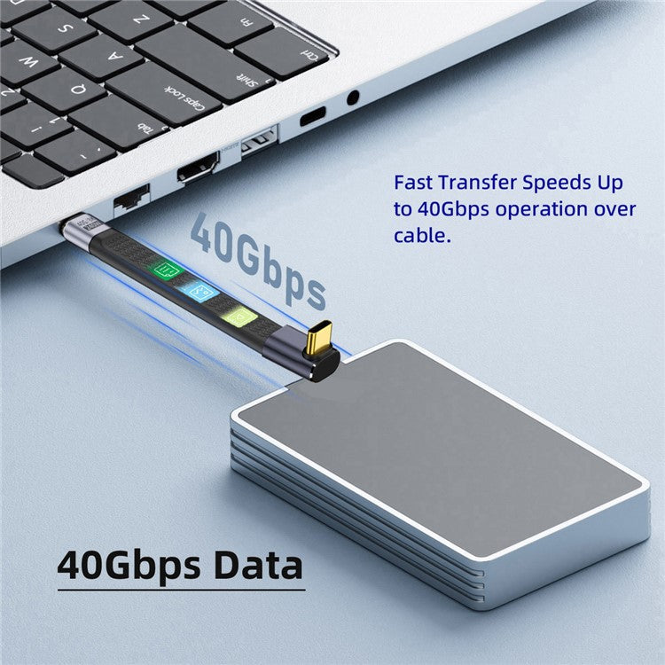 UC-002-0.13U 13cm Up Angled 240W Type-C Male to Male USB4 40Gbps 100W 8K Flat Slim FPC Data Cable for Laptop Phone