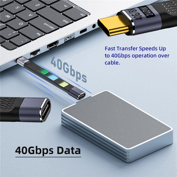 UC-040-0.13W 13cm USB4 Extension Cable Slim Flat Male to Female 40Gbps with 240W Power and 8K / 60Hz Video