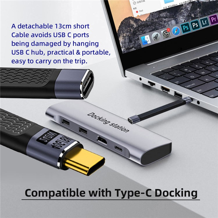 UC-040-0.13W 13cm USB4 Extension Cable Slim Flat Male to Female 40Gbps with 240W Power and 8K / 60Hz Video