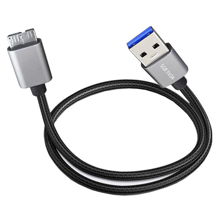 JUNSUNMAY 1m USB-A 3.0 Male to Micro-B Male Nylon Data Transfer Cable for Hard Drive Camera