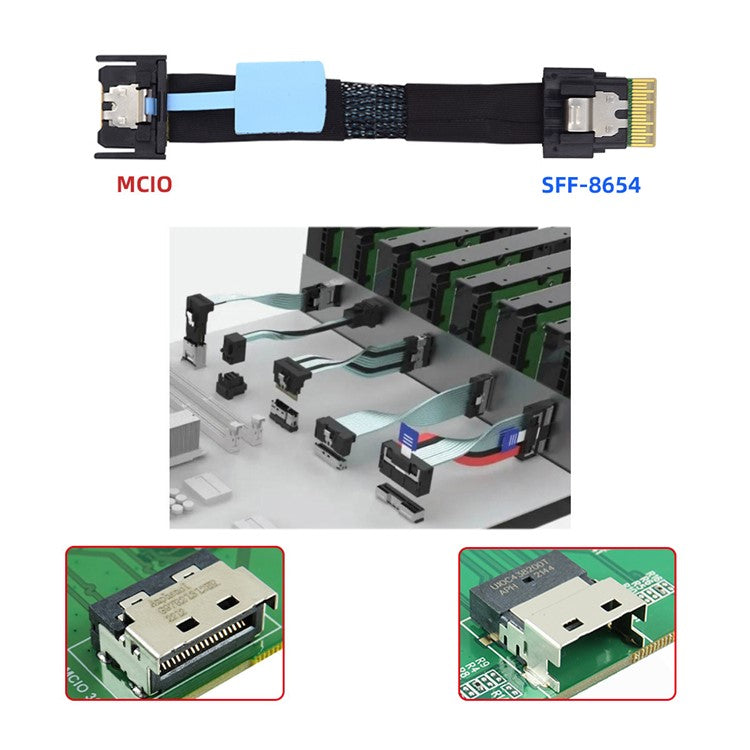 SF-078 50cm MCIO PCI-E 4i 38Pin Male to SFF-8654 Slimline 4X Adapter Cable Cord