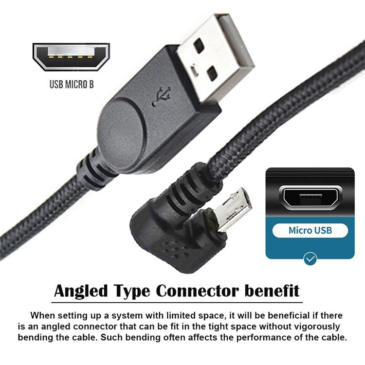 U2-089-OS 1.5m USB2.0 to Micro USB Data Cable 480Mbps U-Shape Angled Micro Power Cable