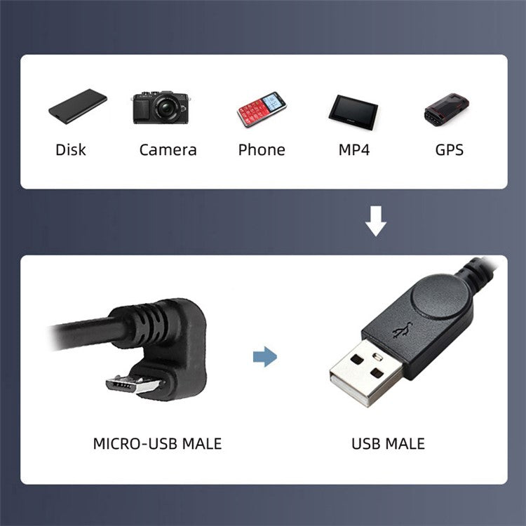 U2-089-OS 1.5m USB2.0 to Micro USB Data Cable 480Mbps U-Shape Angled Micro Power Cable