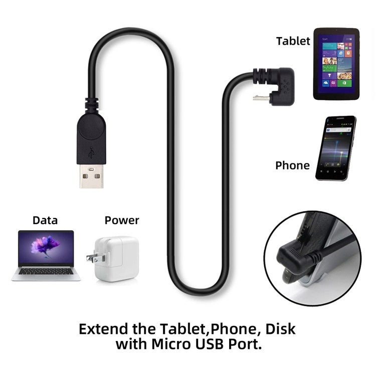 U2-089-OS 1.5m USB2.0 to Micro USB Data Cable 480Mbps U-Shape Angled Micro Power Cable