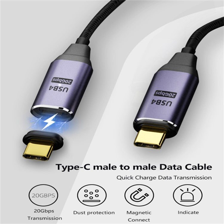 2m PD 100W 5A USB4.0 Charging Cable Support 8K / 60hz Type-C to Type-C 20Gbps Magnetic Data Cable
