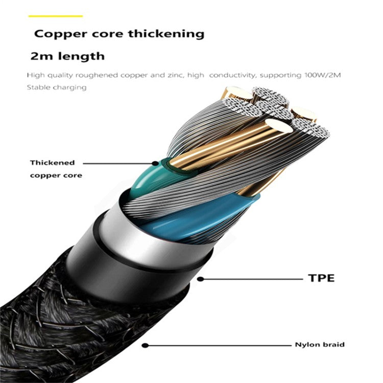 2m PD 100W 5A USB4.0 Front-Angled Magnetic Charging Cable 8K / 60hz Type-C to Type-C 20Gbps Data Cable