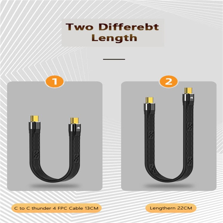 22cm Thunderbolt 4 Type-C Male to Male Cable PD 100W FPC Flexible Charging Data Cable