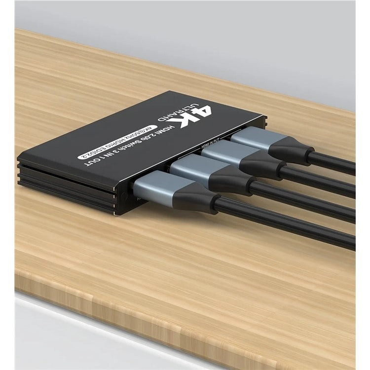 3 In 1 Out HDMI 2.0 Switcher 4K 60Hz Video Sharing Converter HDCP2.2 with Remote