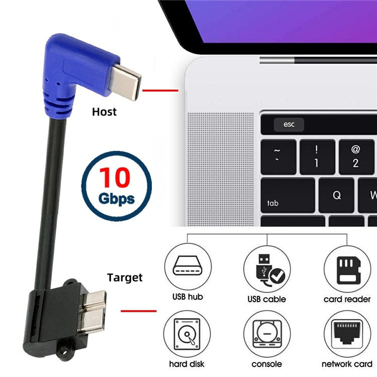 UC-166 30cm USB-C Male to Micro-B USB3.0 Male 90-Degree Right Angled Cable for Industrial Camera
