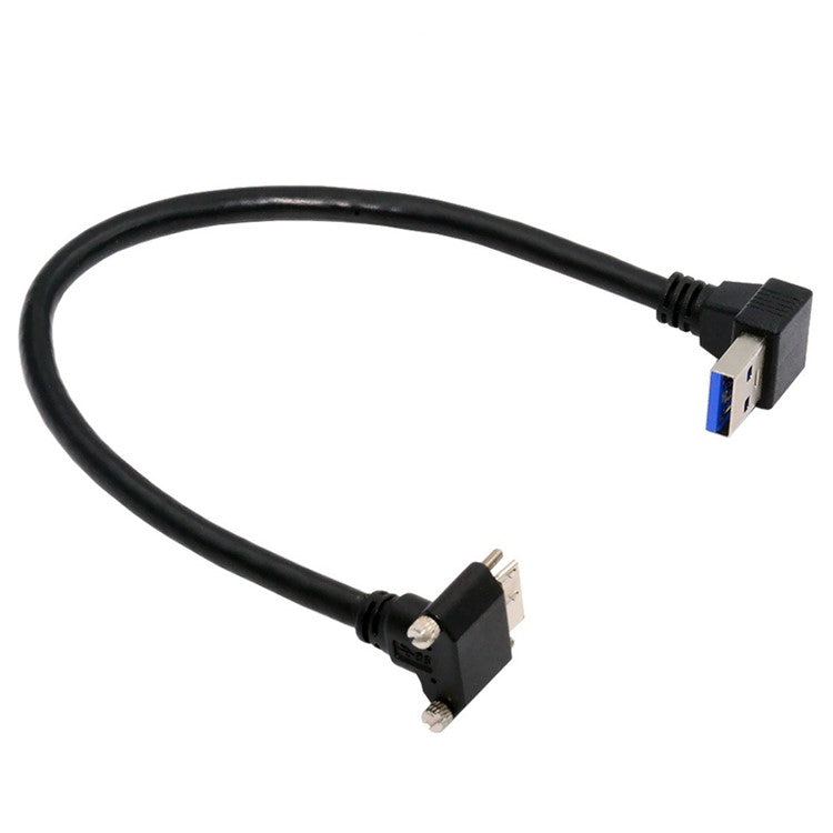 U3-078-DN 90 Degree Down Angled USB 3.0 A Male to Micro-B 3.0 Plug Angled Locking Screw Panel Cable 25cm