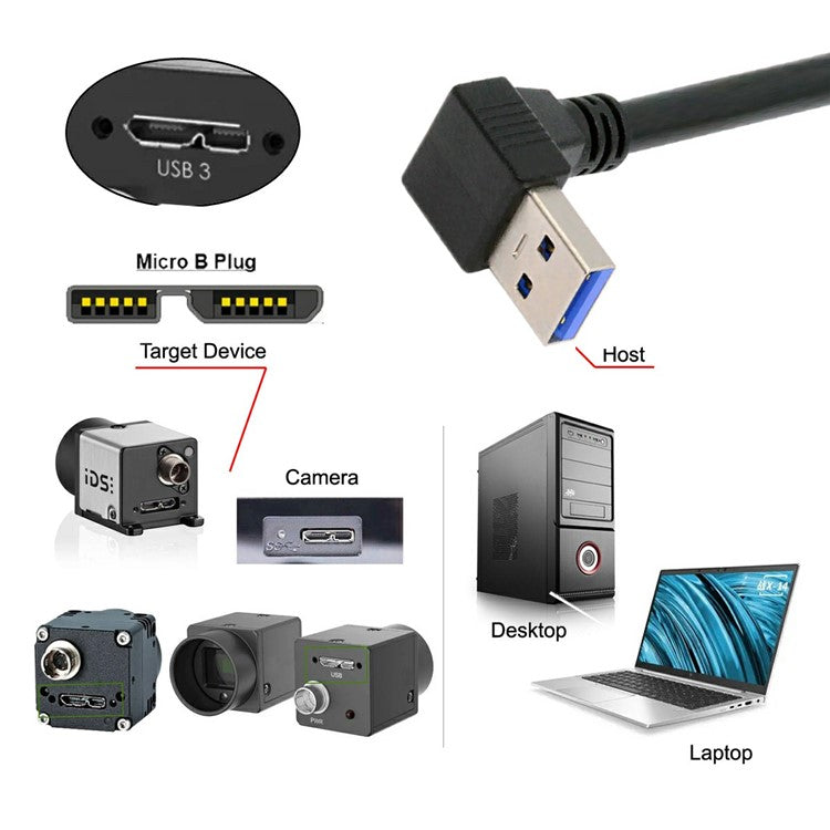 U3-078-UP 25cm Down Angled USB 3.0 Male to Micro 3.0 Plug Up Angled Cable