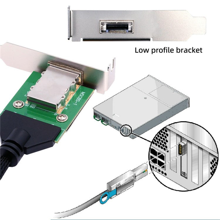 SF-083-36PIN Internal Mini SAS SFF-8087 Male to External SFF-8088 Female Extension Cable PCBA with Low Profile Bracket