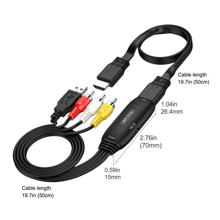 HW-2116 HDTV to AV Adapter HDMI to RCA / Cvbs Conversion Cable for Xbox 360 / TV Stick