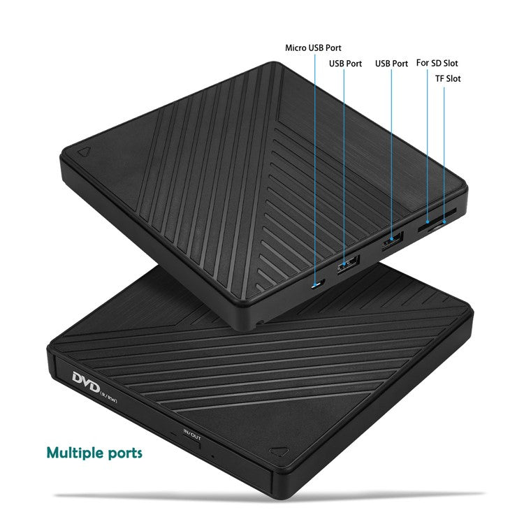 005 External Type-C / USB Laptop Computer CD DVD Playback Burning Optical Drive SD TF Card Reader