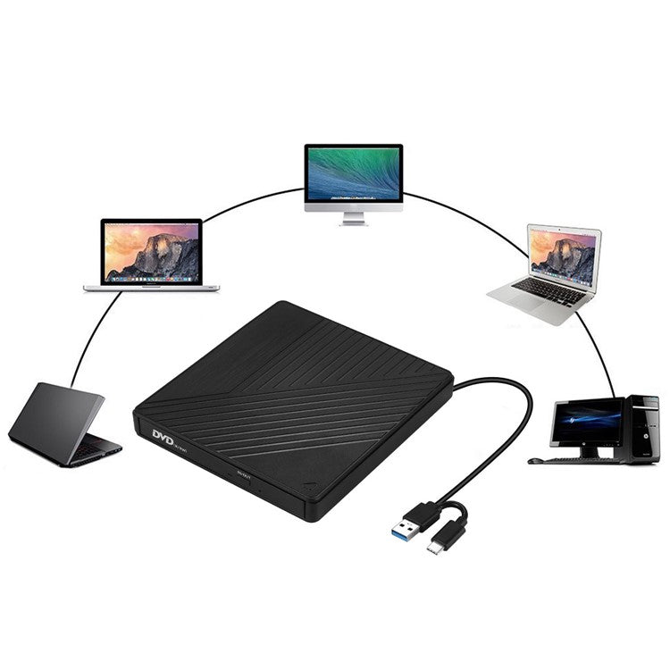 005 External Type-C / USB Laptop Computer CD DVD Playback Burning Optical Drive SD TF Card Reader