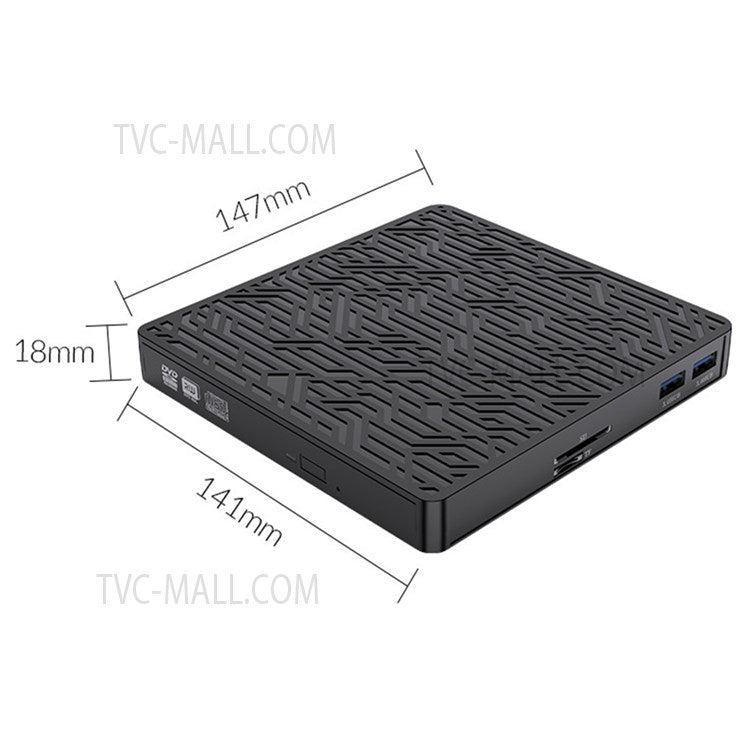 ORICO XD008-BK-BP External Blue-ray Drive with USB 3.0 Ports TF Card Reader Slots DVD Burner