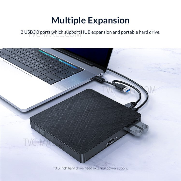 ORICO XD010-BK-BP USB 3.0 Portable External Blue-ray Drive CD DVD Player Rewriter Writer Reader for MacBook Air Pro for Windows Laptop PC