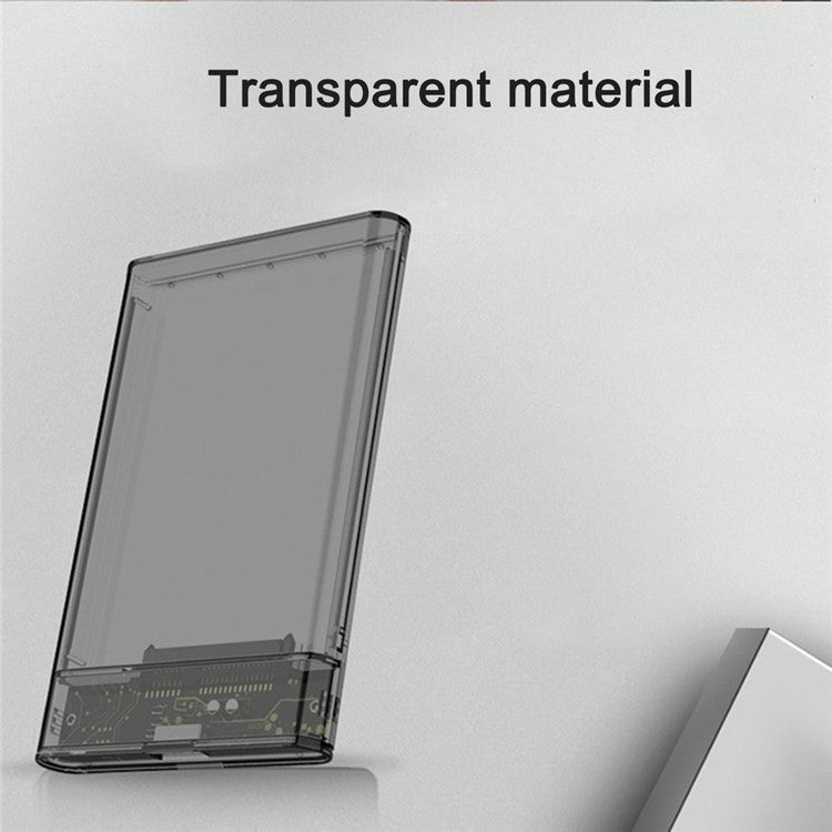 2.5'' External Hard Drive Enclosure USB 3.0 to SATA HDD Hard Disk Case for Mac OS and Windows, Supporting Max 6TB - Transparent Black