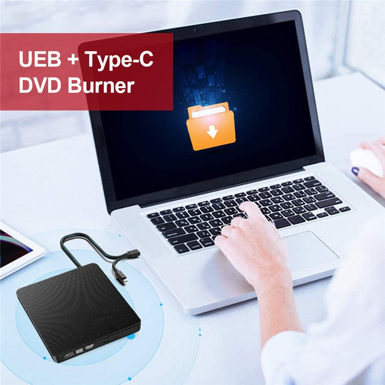 XD009 Ultra-thin Design Laptop Computer USB 3.0+Type-C DVD Drive External CD Reader VCD Burner