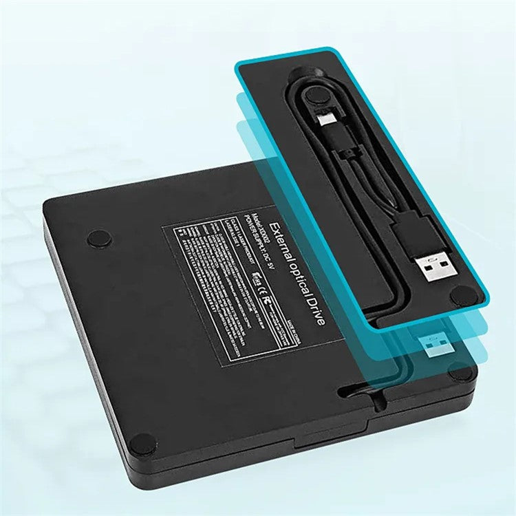XD009 Ultra-thin Design Laptop Computer USB 3.0+Type-C DVD Drive External CD Reader VCD Burner
