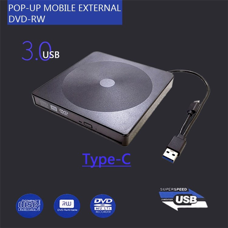 YJ895 Type-C Computer Laptop External Optical Drive Burner High Speed DVD Burner