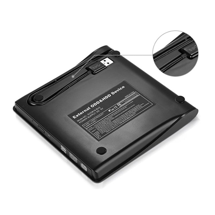 663 USB3.0 Computer Laptop External Optical Drive Burner Brushed High Speed CD DVD Burner - Black
