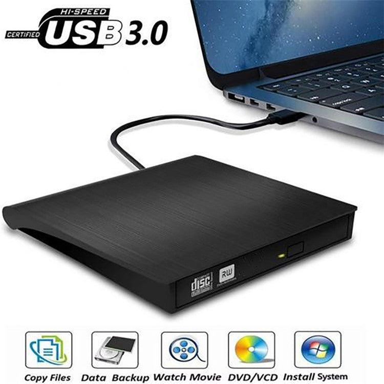663 USB3.0 Computer Laptop External Optical Drive Burner Brushed High Speed CD DVD Burner - Black+White