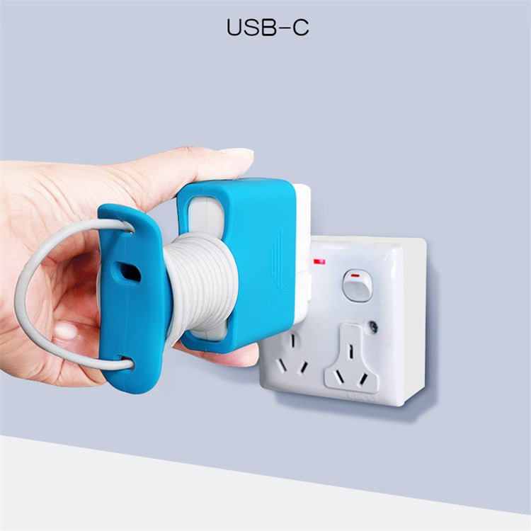 Soft Silicone Cover Charging Cable Organizer Protective Case for Apple MacBook USB-C Power Adapter 61W/96W - Black