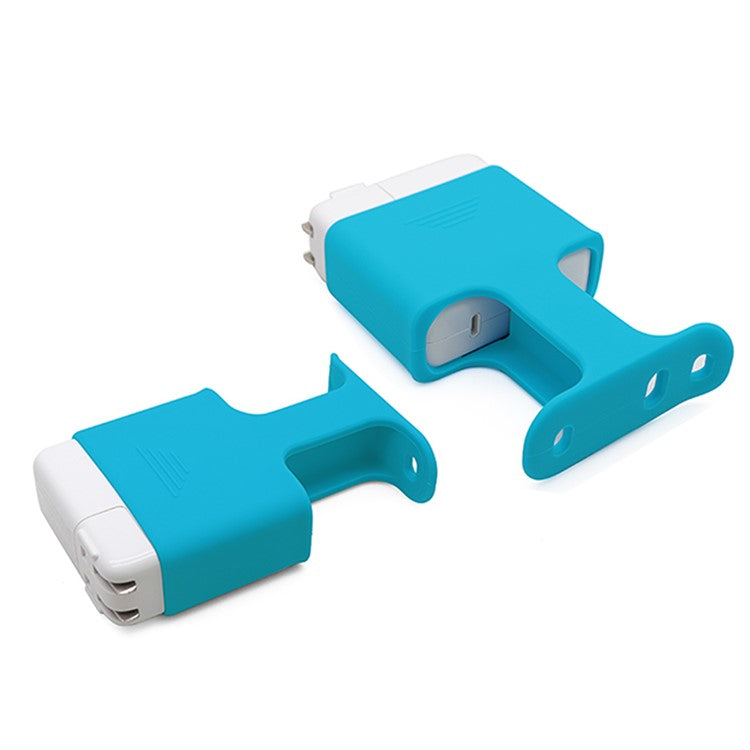 Soft Silicone Cover Charging Cable Organizer Protective Case for Apple MacBook USB-C Power Adapter 61W/96W - Black