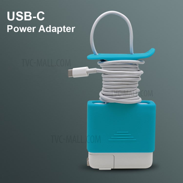 Soft Silicone Cover Charging Cable Organizer Protective Case for Apple MacBook USB-C Power Adapter 61W/96W - Green