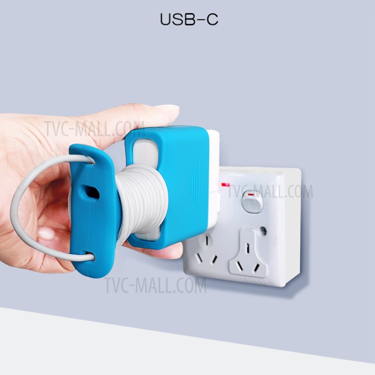 Soft Silicone Cover Charging Cable Organizer Protective Case for Apple MacBook USB-C Power Adapter 61W/96W - Green