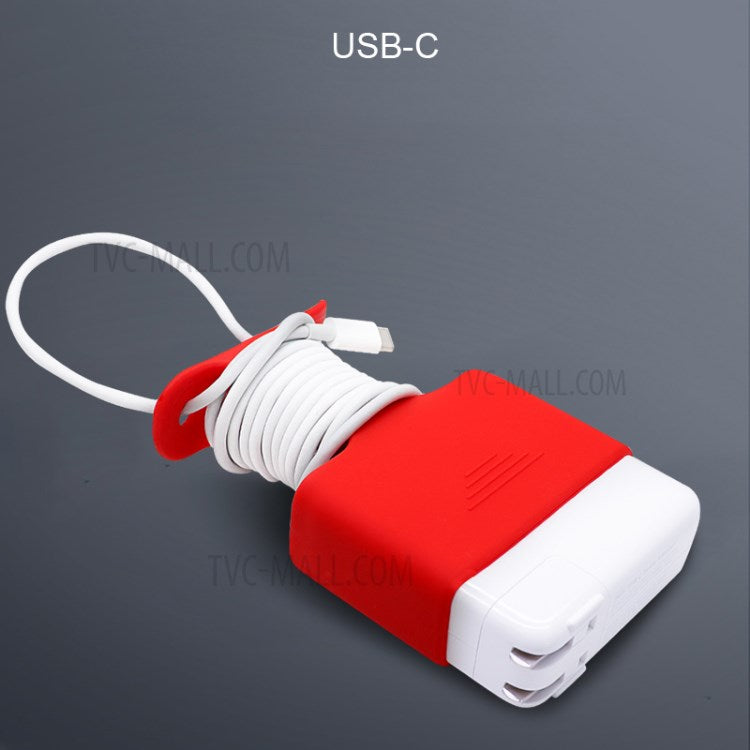 Soft Silicone Cover Charging Cable Organizer Protective Case for Apple MacBook USB-C Power Adapter 61W/96W - Green