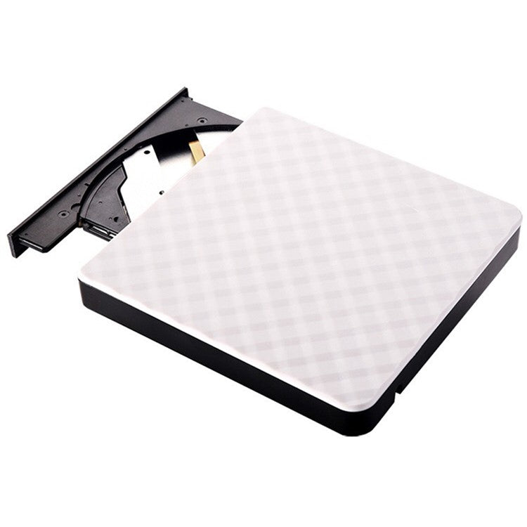 633 USB3.0 Computer Laptop External Optical Drive Burner Rhombus Pattern DVD Writer - Black+White