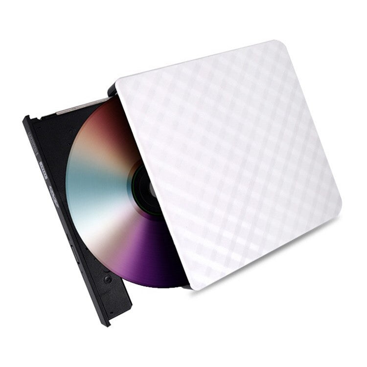 633 USB3.0 Computer Laptop External Optical Drive Burner Rhombus Pattern DVD Writer - Black+White