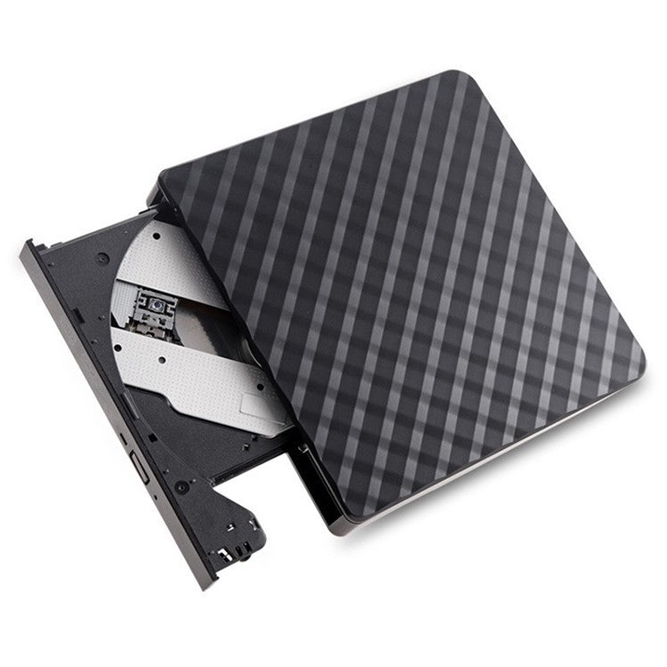633 USB3.0 Computer Laptop External Optical Drive Burner Rhombus Pattern DVD Writer - Black