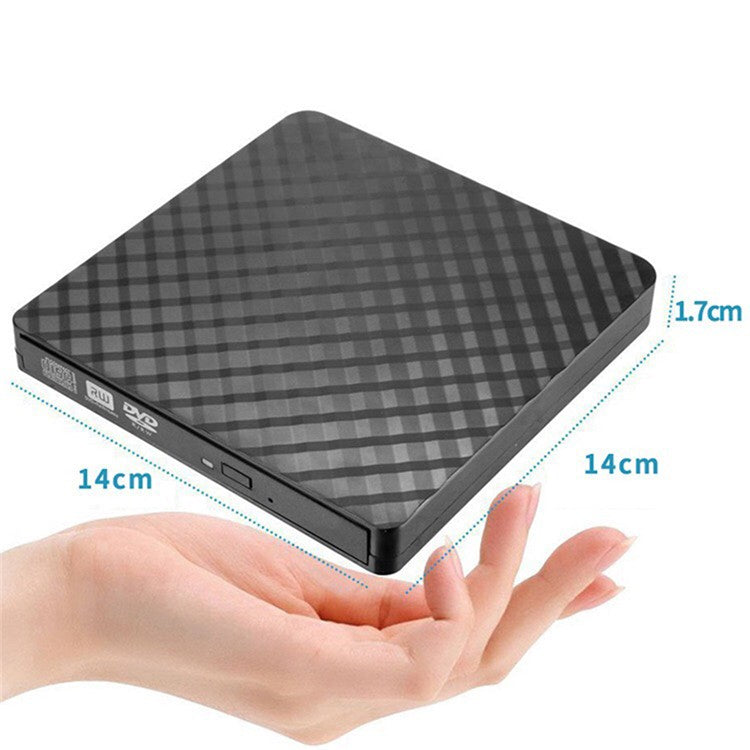 633 USB3.0 Computer Laptop External Optical Drive Burner Rhombus Pattern DVD Writer - Black