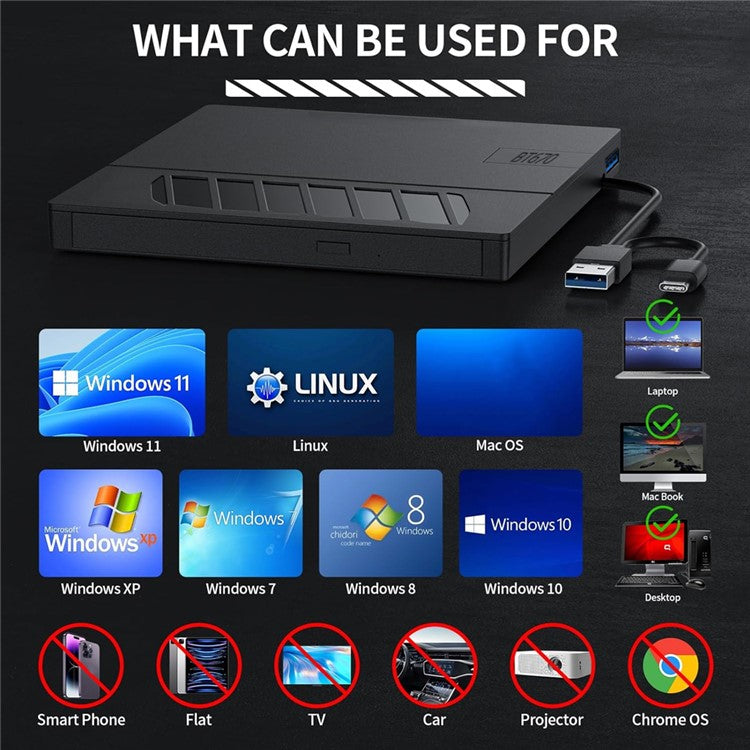 bt670 Multi-Function External Optical Drive DVD Burner Writer with SD TF Card Slot