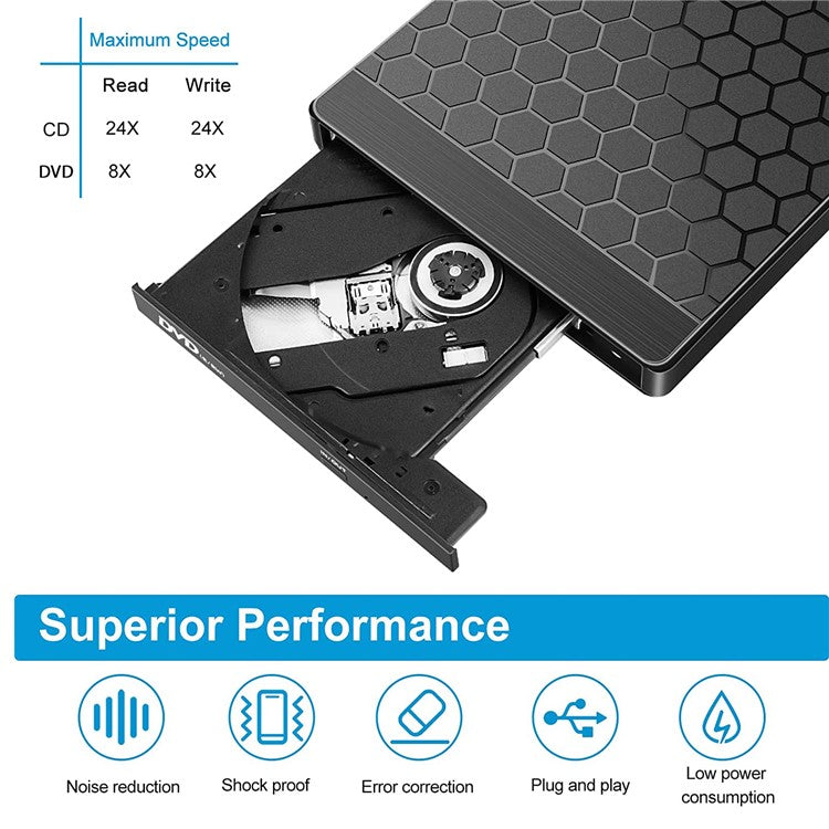 042 Football Pattern USB3.0 / Type-C Computer Laptop External Optical Drive Burner High Speed DVD Burner