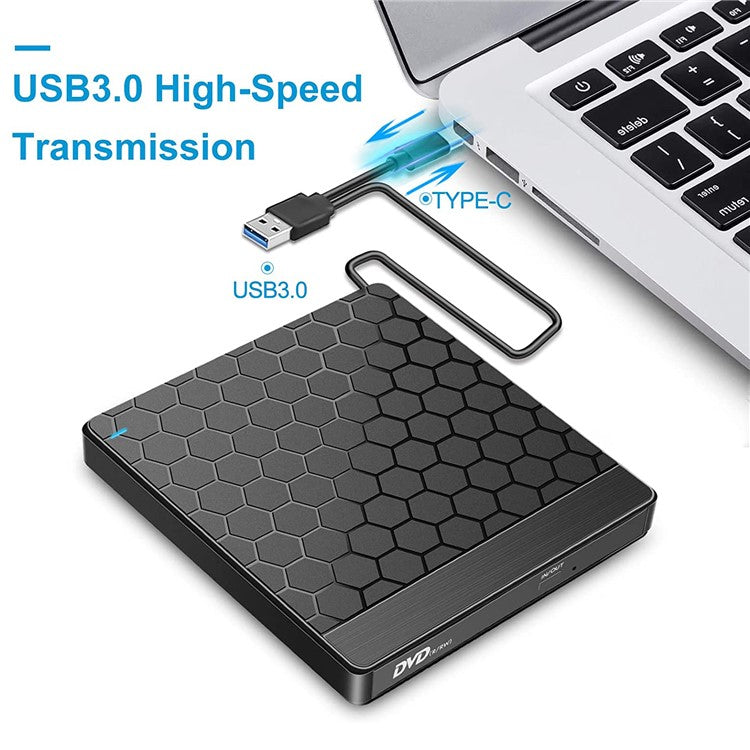 042 Football Pattern USB3.0 / Type-C Computer Laptop External Optical Drive Burner High Speed DVD Burner