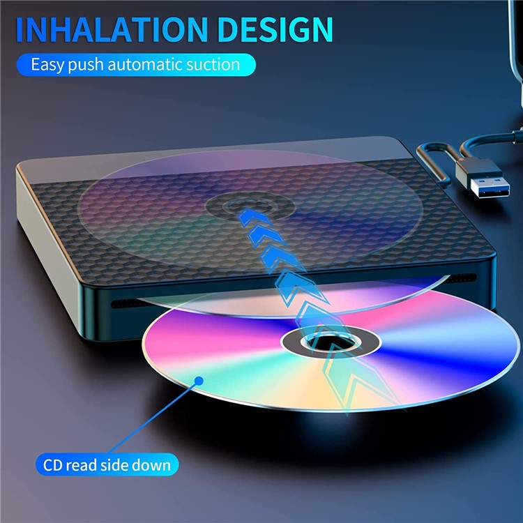 X001 External Optical Drive CD / DVD Burner Reader USB 3.0+Typle C Disc Player