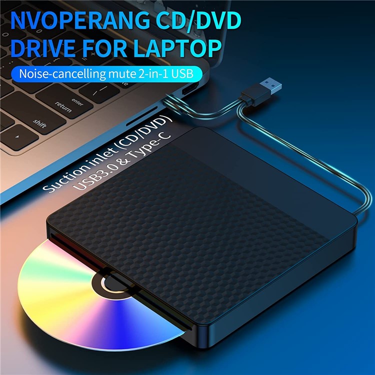 X001 External Optical Drive CD / DVD Burner Reader USB 3.0+Typle C Disc Player