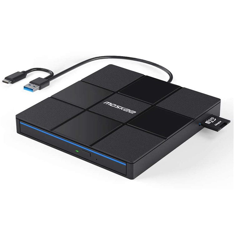 009 External DVD Drive USB 3.0+Typle C Adapter with USB Port for Laptop Computer