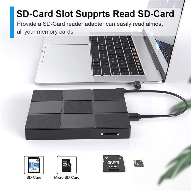 009 External DVD Drive USB 3.0+Typle C Adapter with USB Port for Laptop Computer