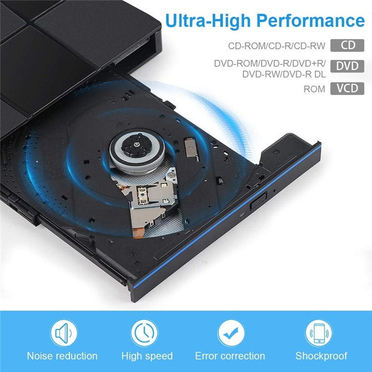 009 External DVD Drive USB 3.0+Typle C Adapter with USB Port for Laptop Computer