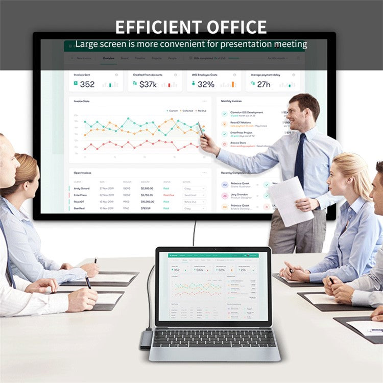 ENKAY HAT PRINCE Type-C Hub to HD 4K Adapter with USB-C USB3.0 TF SD Card Reader Slot PD Fast Charging for MacBook Computer