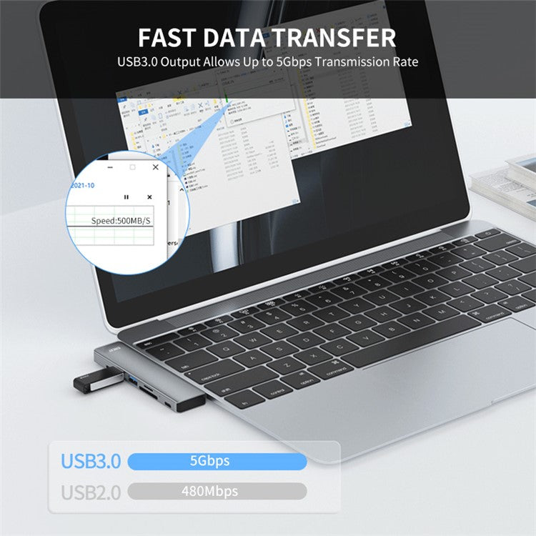 ENKAY HAT PRINCE Type-C Hub to HD 4K Adapter with USB-C USB3.0 TF SD Card Reader Slot PD Fast Charging for MacBook Computer