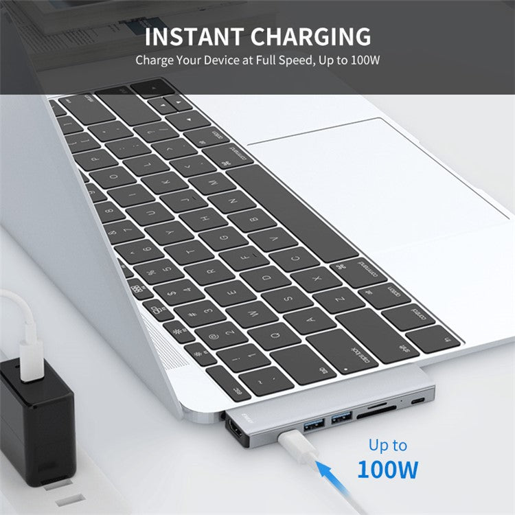 ENKAY HAT PRINCE Type-C Hub to HD 4K Adapter with USB-C USB3.0 TF SD Card Reader Slot PD Fast Charging for MacBook Computer