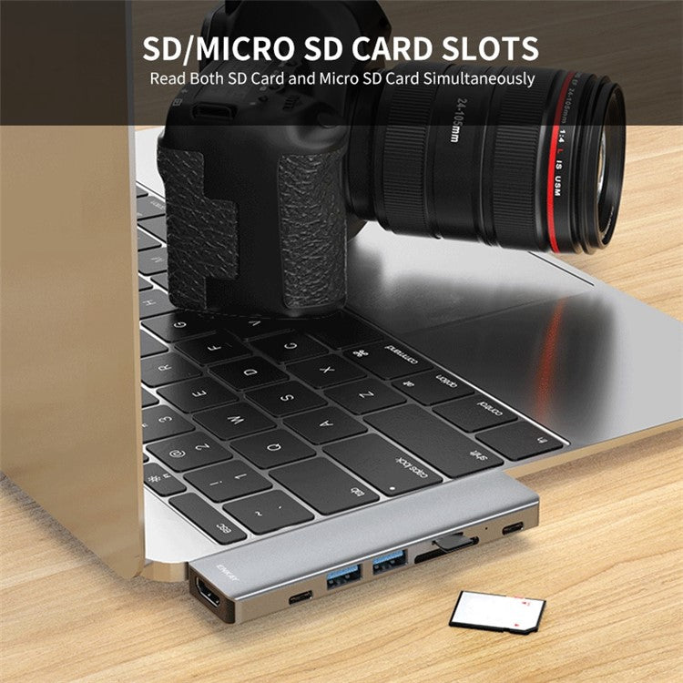 ENKAY HAT PRINCE Type-C Hub to HD 4K Adapter with USB-C USB3.0 TF SD Card Reader Slot PD Fast Charging for MacBook Computer